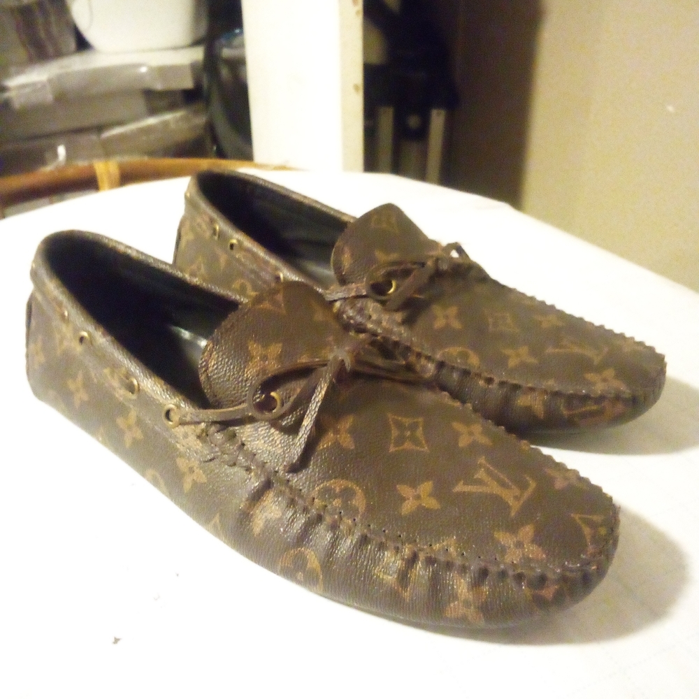 Vintage Louis Vuitton Men's Driver's Shoes Loafers Moccasins Monogram Size 10.5